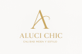logotipo aluci chic blanco en oro